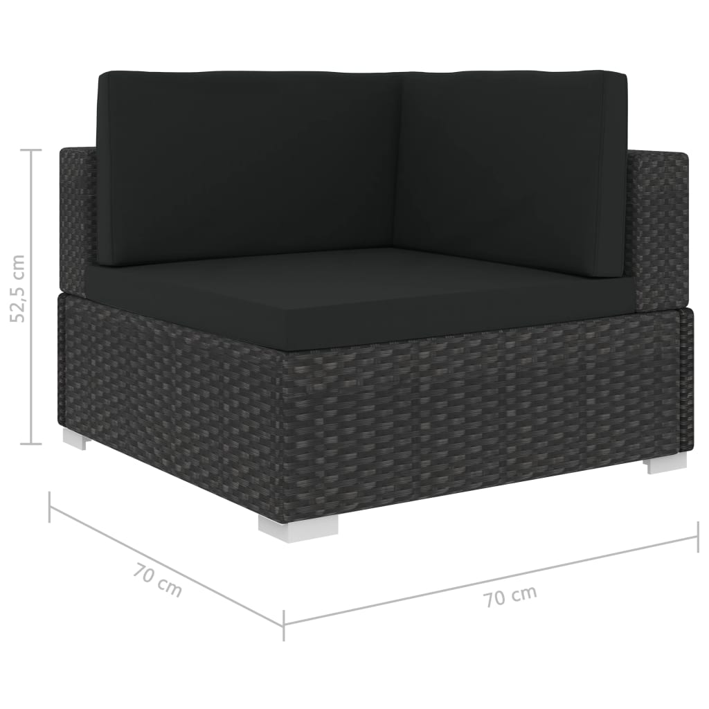 12-tlg. Garten-Lounge-Set mit Auflagen Poly Rattan Schwarz